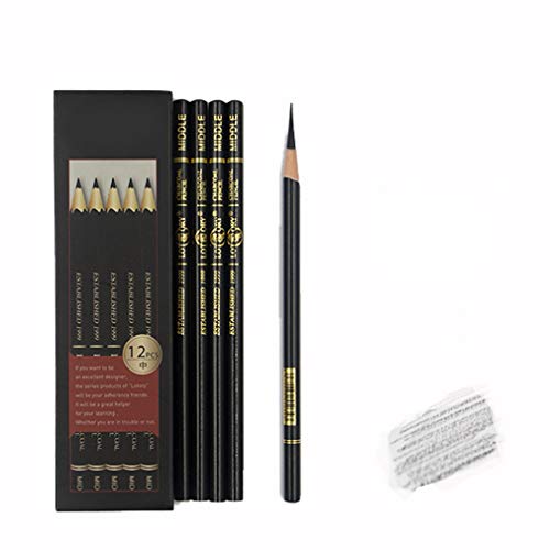 YYMIYU 12 Black Charcoal Hard Charcoal Sketch Drawing Pencils, Unbreakable