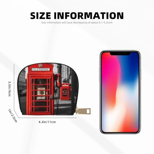 England Uk Retro London Telephone Credit Card Holder Wallet, Leather Zipper Card Wallet For Women Ladies Rfid Blocking Card Case Small Coin Purse Accordion Wallet Gift2