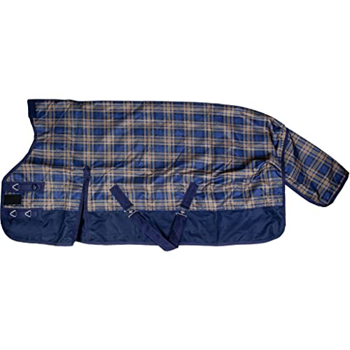 HKM Columbus couverture highneck 1200D bleu foncé et marron carreaux
