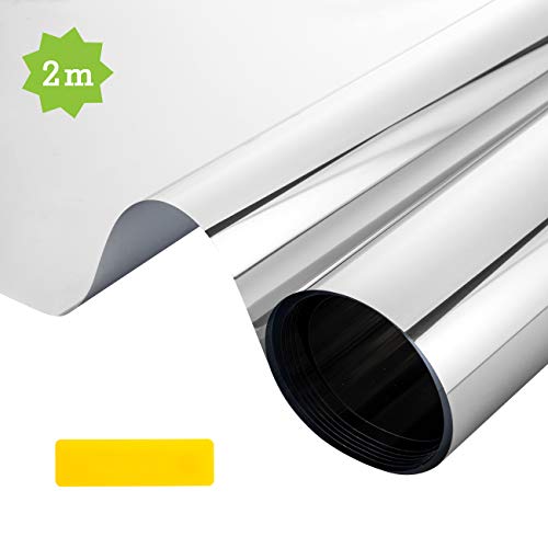 LEMESO Films Miroir pour Fenêtre, Film Adhésif Anti-UV Effet Miroir Anti Regard Anti Chaleur pour Décoration et Protection de Maison Bureau 40 * 200cm
