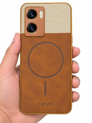 Image of Bintage Mac Safe Design Hard Slim Back Case | Soft Border Camera Protect | Dual PU Leather Finish Back Cover Compatible for OnePlus Nord N20 SE 5G - White & Brown