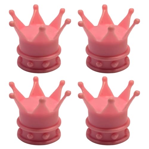 cyclingcolors 4 tapas de válvula corona Rey Reina plástico para válvula Schrader de neumáticos de bicicleta, motocicleta, automóvil, cuatriciclo y patinete eléctrico, rosa