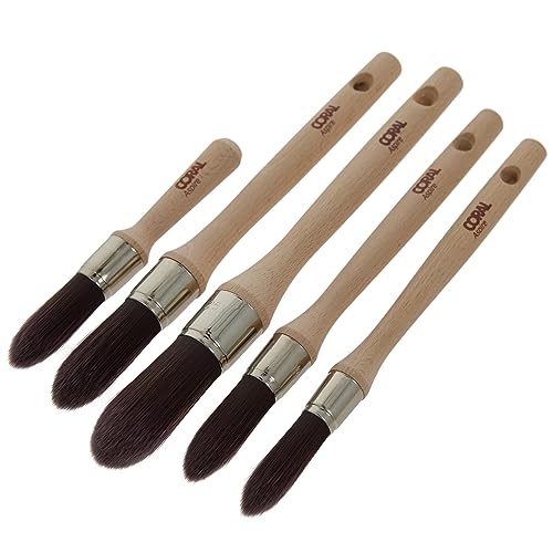 Coral 33719 Aspire 5 Piece Round Sash Paint Brush Set Professional Firm Pointed for Fast Accurate Cutting-in Ultra-Smooth Finish with Trade Emulsion or Gloss FSC Wood 15, 18, 21, 25, 18MM Stubby 5 Coral 33719 Aspire 5 Piece Round Sash Paint Brush Set Professional Firm Pointed for Fast Accurate Cutting-in Ultra-Smooth Finish with Trade Emulsion or Gloss FSC Wood 15, 18, 21, 25, 18MM Stubby - Image 5