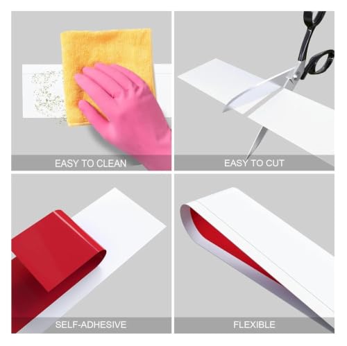 Rodapié de PVC flexible blanco de 2m x 8cm con tira autoadhesiva para suelo 6