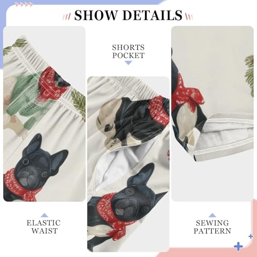 ZZXXB French Bulldog Mistletoe Branches Boys Long Pants Soft Trousers Elastic Waist Kids Lounge Bottoms with Pockets S-XL4