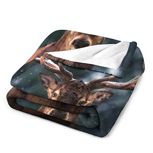 Forest Deer Blankets For Kids Fuzzy Warm Comfy Blanket Soft Print Throw Blanket For Bed Office Sofa Travel(Kids) #TOP2