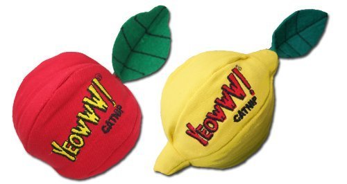 Brinquedo com Catnip para Gatos Yeowww! Mini Frutas Maçã e Limão, Pacote com 2