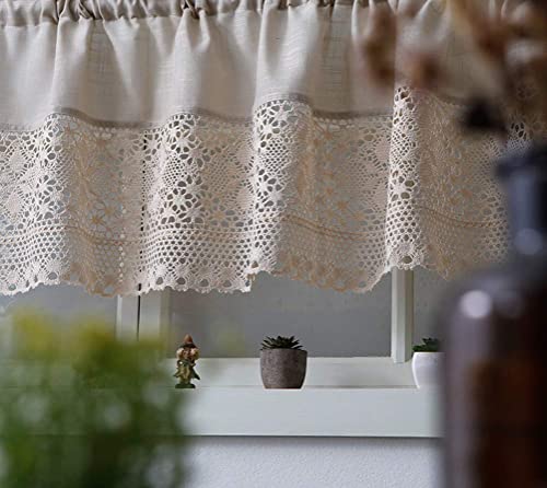 Cenefa de cortina de café en lino y algodón gris para ventanas de cocina 3