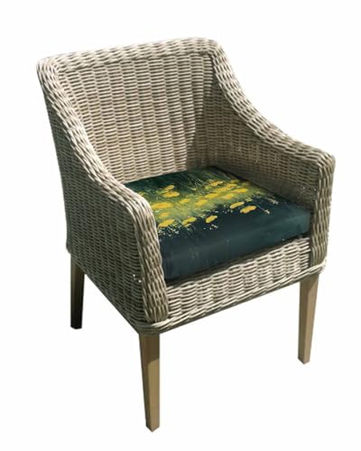 Spring Floral Outdoor Cushion Chair Cover Set of 2 - Waterproof Couch Seat Covers, Modern Oil Painting Yellow Green Botanical Patio Furniture Protector Cushions Slipcovers for Sofa/RV, 24