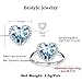 Bestyle 925 Sterling Silver Love Heart Cubic Zirconia Rings March Aquamarine Crystal Gemstone Rings for Women, Hypoallergenic Adjustable Rings for Every Finger