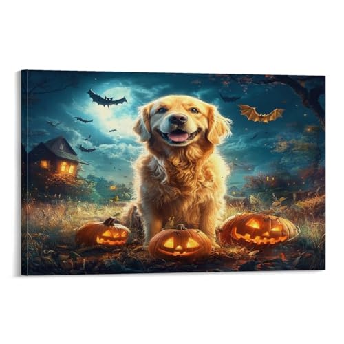 Fresque Golden Retriever Murale Classique 3D Tableau Toile Chien Toile Salon 30x45cm