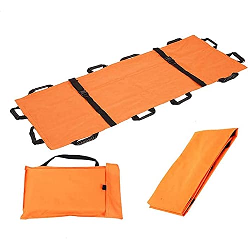 Oxford Folding Soft Stretcher with 8 Handles Waterproof Foldable/Emergency Rescue Back Stretcher with Storage Bags for Hospital,Clinic, Home,Sports venues,Ambulance Capacity 350 lbs Orange