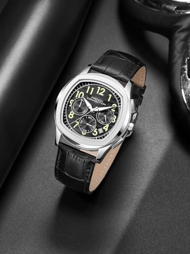Image of French Connection Megachron | Black Dial | Chronograph | Black Leather Strap | Watch for Men - FCD5BL