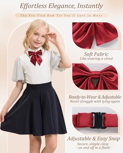 Image of AWAYTR Ladies Adjustable Pre tied Bowtie - Solid Color Bow Ties for Women