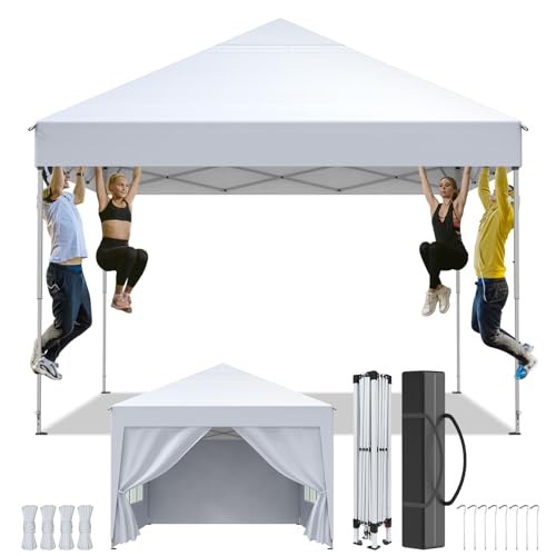 Tonnelle de Jardin 2.5x2.5m,Tonnelle Pliante,Tente de Camping avec 4 Côtés、Sac de Transport,Imperméable,Anti UV50+，Hauteur Réglable，Tente...