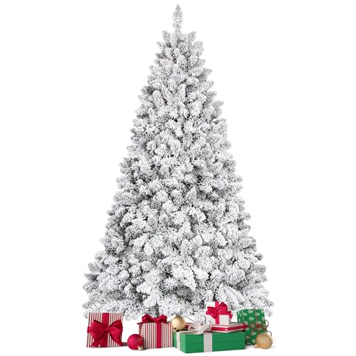 Premium Snow Flocked Christmas Tree 4FT with Pine Cones, Realistic Artificial Pine Tree, Sturdy Foldable Metal Stand, Hinged Design for Easy Assembly, Ideal Xmas Tree for Home Party Decorations