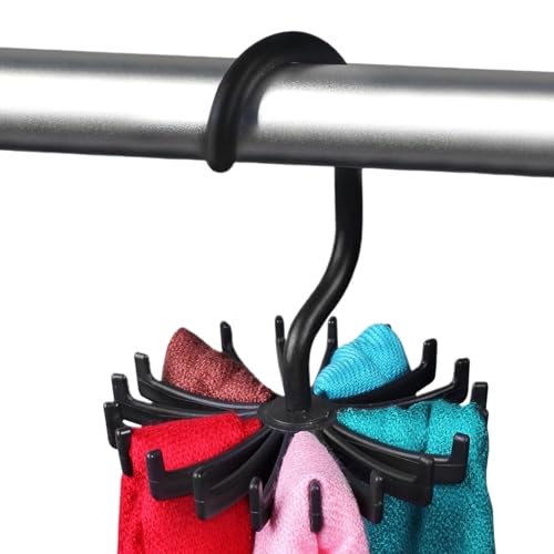 Corbatero Giratorio - Soporte para Colgar Ganchos Antideslizantes - Gancho para Colgar con Giratorio de 360° para Almacenamiento en armarios, Corbatas, Cinturones, bufan