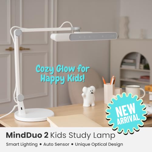 Image of BenQ MindDuo 2 Kids Study Lamp (White), Wide & Even Illumination, Auto Dimming, Brightness & Color Adjustment, Presence Detection
