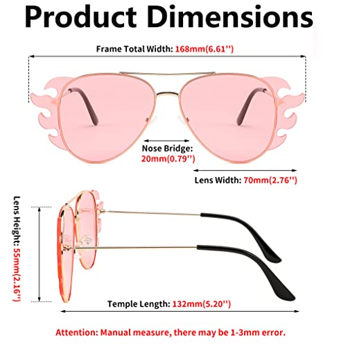 FEISEDY Pilot Fire Flame Sunglasses for Women Men Oversized Frame Unisex Party Glasses B90613