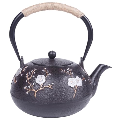 YARNOW Japanese Cast Iron Teapot - Black Iron Tea Pot with Infuser for Boiling Water and Brewing Tea at Home