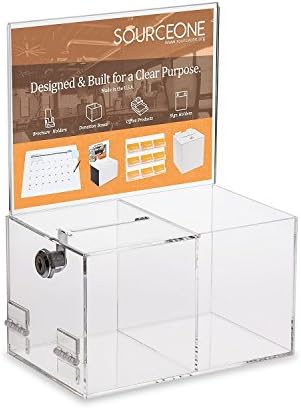 SOURCE ONE Deluxe Donation Box - Collection Box - Tip Container - with Two Compartments for Give & Take- Treat or Prize Compartment image 4