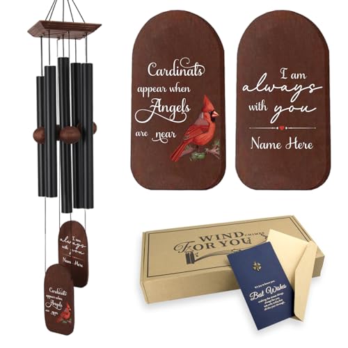 Image of ASTARIN Customized Cardinal Wind Chimes for Loss Loved One, Memorial Wind Chime Personalized, Bereavement Gifts Idea for Loss of Father /Dad /Mother /Mom, Condolences Sympathy Gift