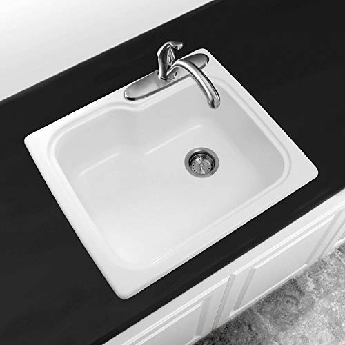 Swanstone Ks02522Sb.010 Solid Surface 1-Hole Dual Mount Single-Bowl Kitchen Sink, 25-In L X 22-In H X 9-In H, White #TOP3
