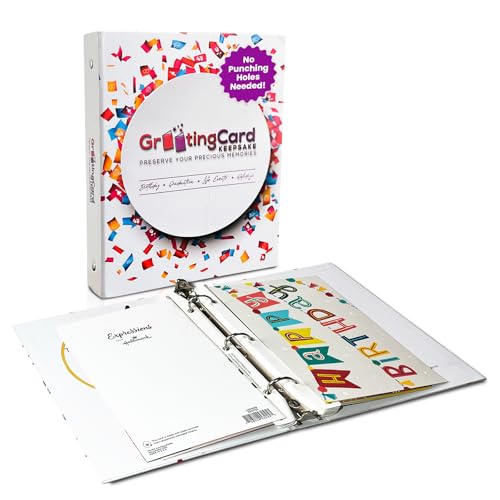 Organizador de tarjetas de felicitación con insertos únicos, sin necesidad de cortar ni perforar agujeros, capacidad para 20 tarjetas (23,1 cm x 18,3 cm) — Álbum y kit para guardar tarjetas de felicitación en perfecto estado miniatura 1