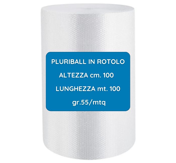 Pluriball In Rotolo Telo A Bolle Aria Per Imballaggio cm.100H Lunghezza mt.100 Leggero gr.55/MQ Imbottitura Per La Protezione Di Oggetti Traslochi Spedizioni