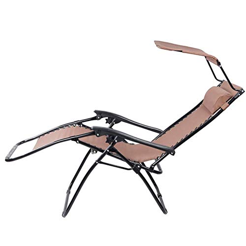 Chaise gravité zéro durable marron haut de gamme avec auvent - 2