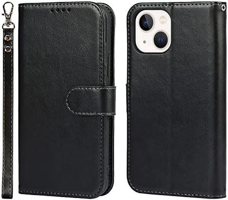 SailorTech iPhone 15 Plus Wallet Case, Premium PU Leather Case Flip Cases Folio Cover with Kickstand TPU Shockproof Card Slots Holder Magnetic Buckle Phone Protective Case - Black