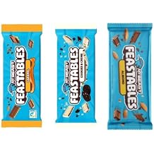 Mr.Beast Feastables Chocolate Variety Pack of 3 - 60 g Each 180 g Total - Caramel Cookies and Cream & Almond - Delicate Milk Chocolate with Creamy Filling + HeartGlobal Shipping Protection