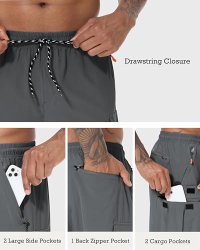 Image of Men's Cargo Shorts Quick Dry Lightweight Stretch Hiking Shorts for Men with 5 Pockets No Lining