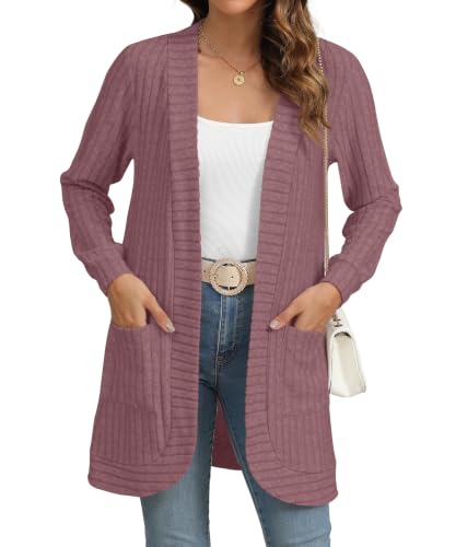 Image of YSYOKOW Cardigan Sweaters for Women Long Sleeve Open Front with Pockets | Long Cardigans for Women Lightweight Soft Casual Dressy Loose Fit Cardigan Sweater with Pockets for Work and Office