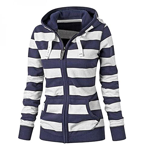 Sunhusing Women's Pullover Long Sleeve Fall Hoodies Color Block Tunics Loose Casual Sweatshirts Drawstring Zipper Coat