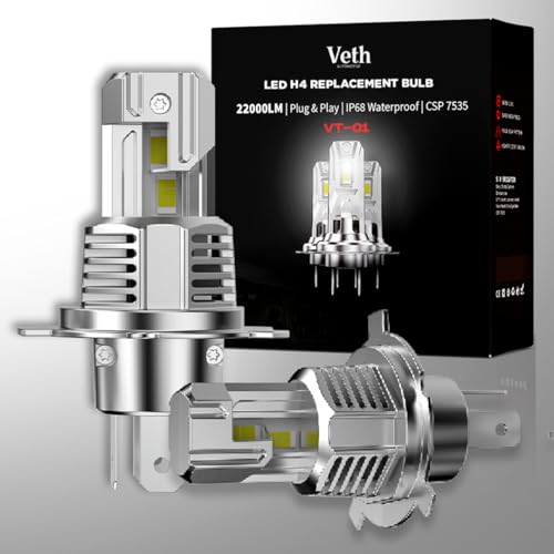 Veth Automotive K10 H4 LED Replacement Bulbs, 65W, 22000LM, 6500K by Veth Automotive - Used condition - US$23.82