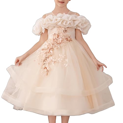 Zvzio Girls' Special Occasion Dresses with Cloud Shoulder Design, Mid-Length
