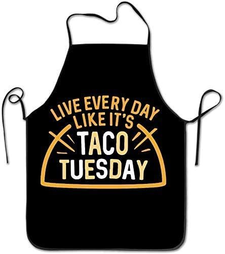 Masterhand Delantales para hombre Live Every Day Like It's Taco Tuesday Lindo delantal de cocina unisex para cocinar cocina, barbacoa, negro, 20.5 x disponible en Yaxa Colombia