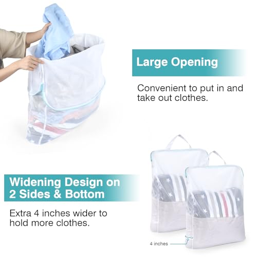 OTraki 2 Packs Large Laundry Bags, 24 x 32 inch Mesh Laundry Bags with Zips Laundry Bags for Washing Machine Washing Bag with Handles for Delicates, Blouse, Underwear, Coat - Image 6