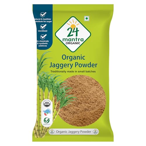 24 Mantra Organic Unbleached Jaggery Powder 500 gms, Healthy Suga...