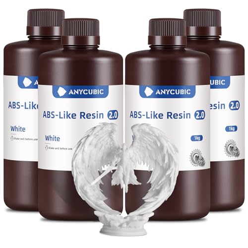 Image of ANYCUBIC 2nd Gen Resin Technology ABS-Like Resin 2.0 Bundle, 3D Printer Resin with High Toughness, More Precise Details, Wide Compatibility for All LCD Resin 3D Printers (White, 4kg in Total)