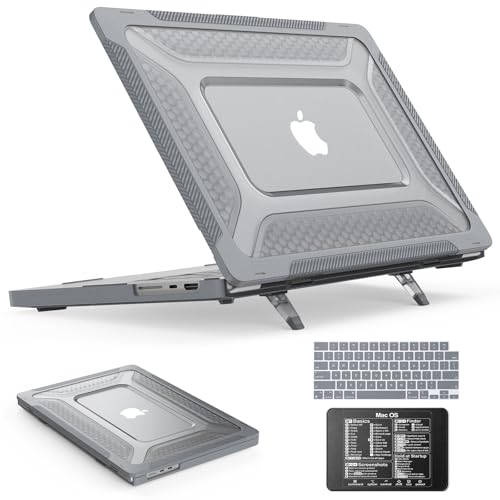 SEYMAC stock Case for MacBook Pro 16 inch, Shock-Absorbing Protection with Folding Stand &Mouse Pad Case for MacBook Pro 16 inch, Gray