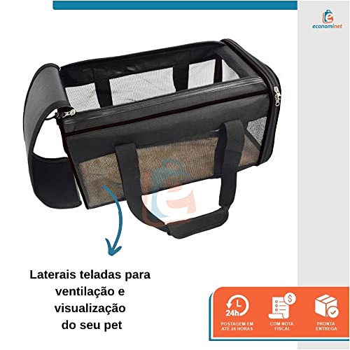 Bolsa Transporte Pet para Avião Cabine Viagem Ventilação Cães e Gatos Reforçada até 10kg Tela Arejad