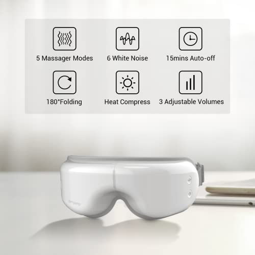 Comfytemp Eye Massager With Heat, Smart Eye Massager For Migraines With Compression And White Noise, Electric Eye Massage Temple Massager For Sleep, Headache Massager With Heat And Vibration, Foldable #TOP3