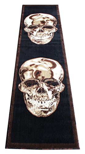 Americana Area Rug Runner 2 Ft. X 7 Ft. 3 In. Skull Black/Brown Design #134 #TOP11