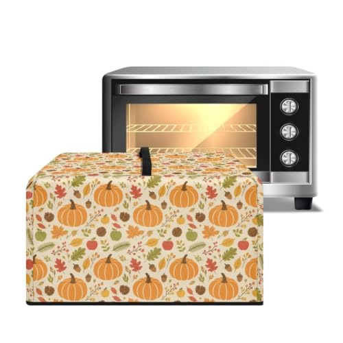 Image of Microwave Oven Cover, Air Fryer Toaster Oven Dust Cover Fall Decor Countertop Appliance Protector, S, 18.25 x 14.5 x 11 Inches, Pumpkin Maple Leaf Beige
