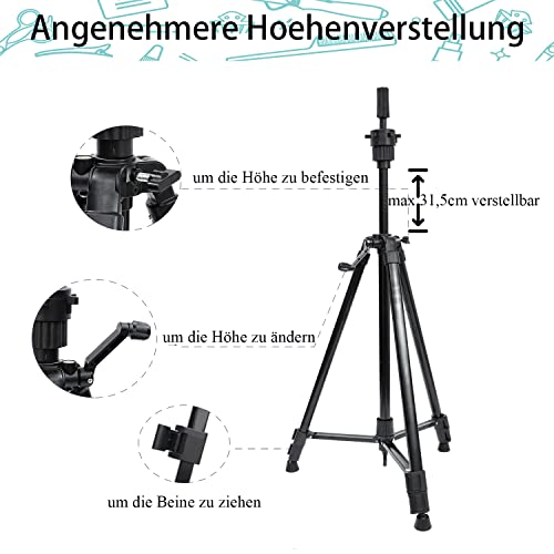 Übungskopfständer Übungskopfhalter Übungskopf Stativ Aluminium & Kunststoff/ 58-160cm/ Klappbar/Teleskopbeine/Tragesack/Extra Abteilklammern