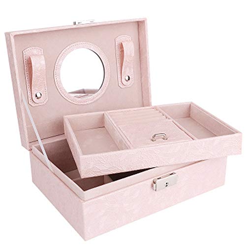 Preisvergleich Produktbild Feixunfan Schmuckkoffer Schmuckschatulle Handgemachten Schmuck Ohrringe Speicher Kassette Lock Schmuckschatulle Bester Urlaub Geburtstagsgeschenk Geschenk für Mädchen Mutter Frauen (Color : Pink)