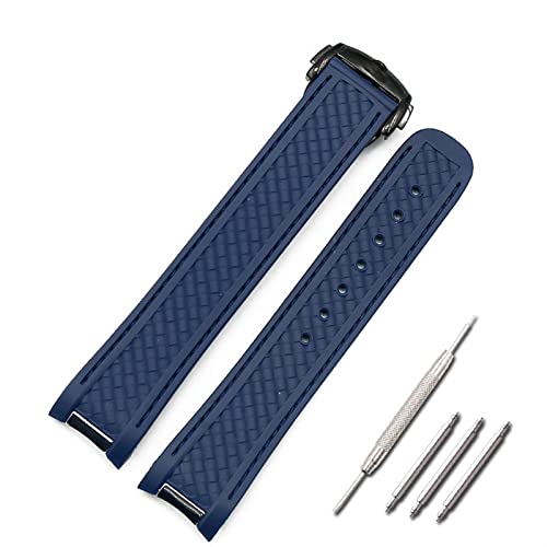 Bracelet silicone de luxe 20mm style E1 pour Omega Seamaster boucle papillon finition marine