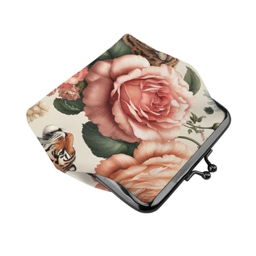 Pu Leather Buckle Coin Purse Animal-Roses-Floral Girls Kiss-Lock Change Purse Wallets3